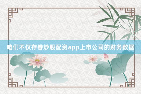 咱们不仅存眷炒股配资app上市公司的财务数据