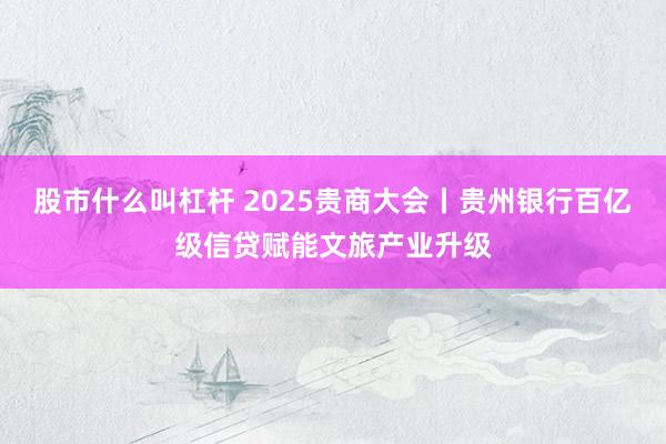 股市什么叫杠杆 2025贵商大会丨贵州银行百亿级信贷赋能文旅产业升级