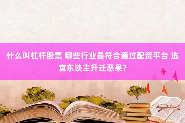 什么叫杠杆股票 哪些行业最符合通过配资平台 选宜东谈主升迁恶果？