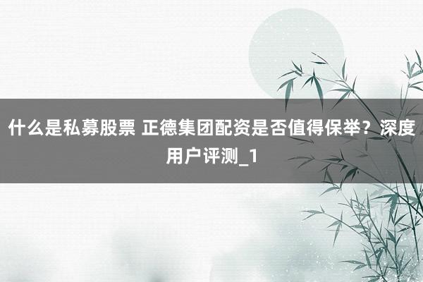 什么是私募股票 正德集团配资是否值得保举？深度用户评测_1