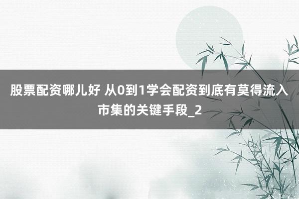 股票配资哪儿好 从0到1学会配资到底有莫得流入市集的关键手段_2